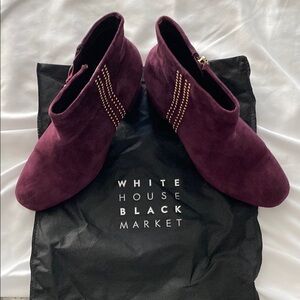 White House Black Market Purple Suede Gold Stud Boots